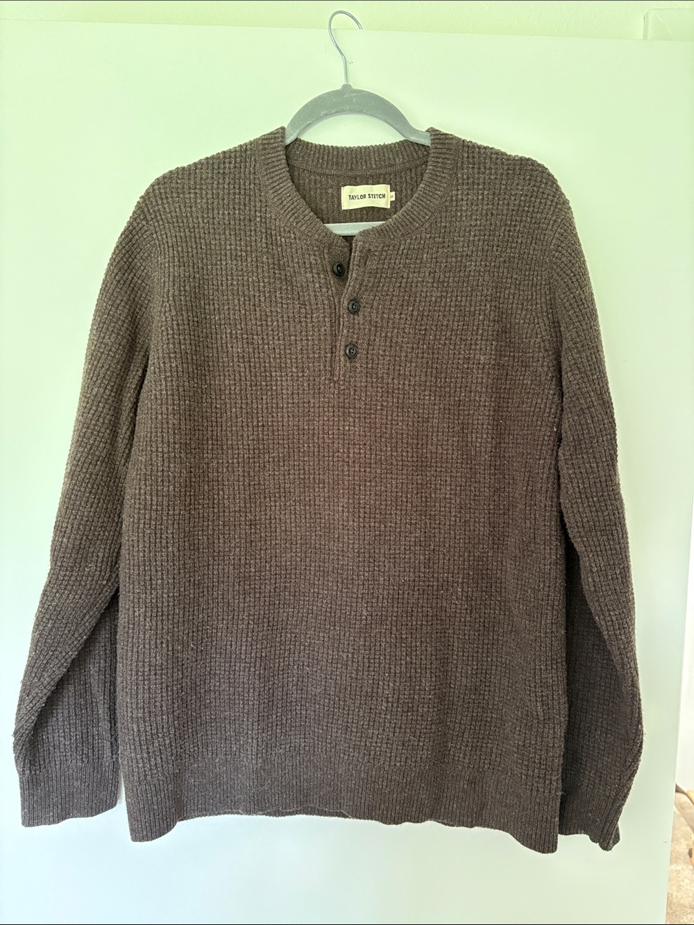 Taylor Stitch Brown Crewneck Henley Sweater